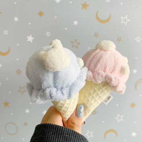 全国送料無料 ソーダアイスのラトル☆うさぎとくま☆ガラガラ☆ままごと☆出産 スタイ・よだれかけ