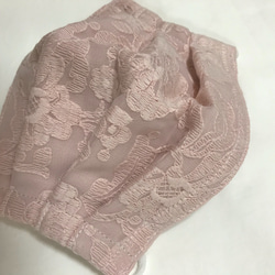 マスク　シースルー刺繍レースpink 大人用　プリーツマスク　ワイヤー入り 1枚目の画像