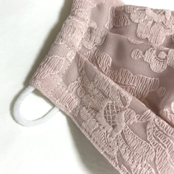 マスク　シースルー刺繍レースpink 大人用　プリーツマスク　ワイヤー入り 4枚目の画像