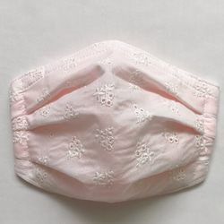 夏マスク　接触冷感　花刺繍　Newプリーツ立体マスク　ワイヤー入り　マスク　UVカット 2枚目の画像