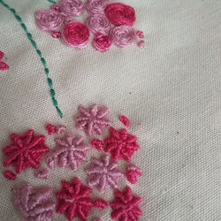 花刺繍 きなり 巾着袋 巾着ポーチ 8枚目の画像