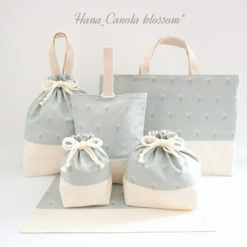 【即納&大特価】 】 人気作品*｡ﾟꕤ 『 入園 ＊ 6点セット ＊ 』 flower mini 手提げ・レッスンバッグ・入園グッズ