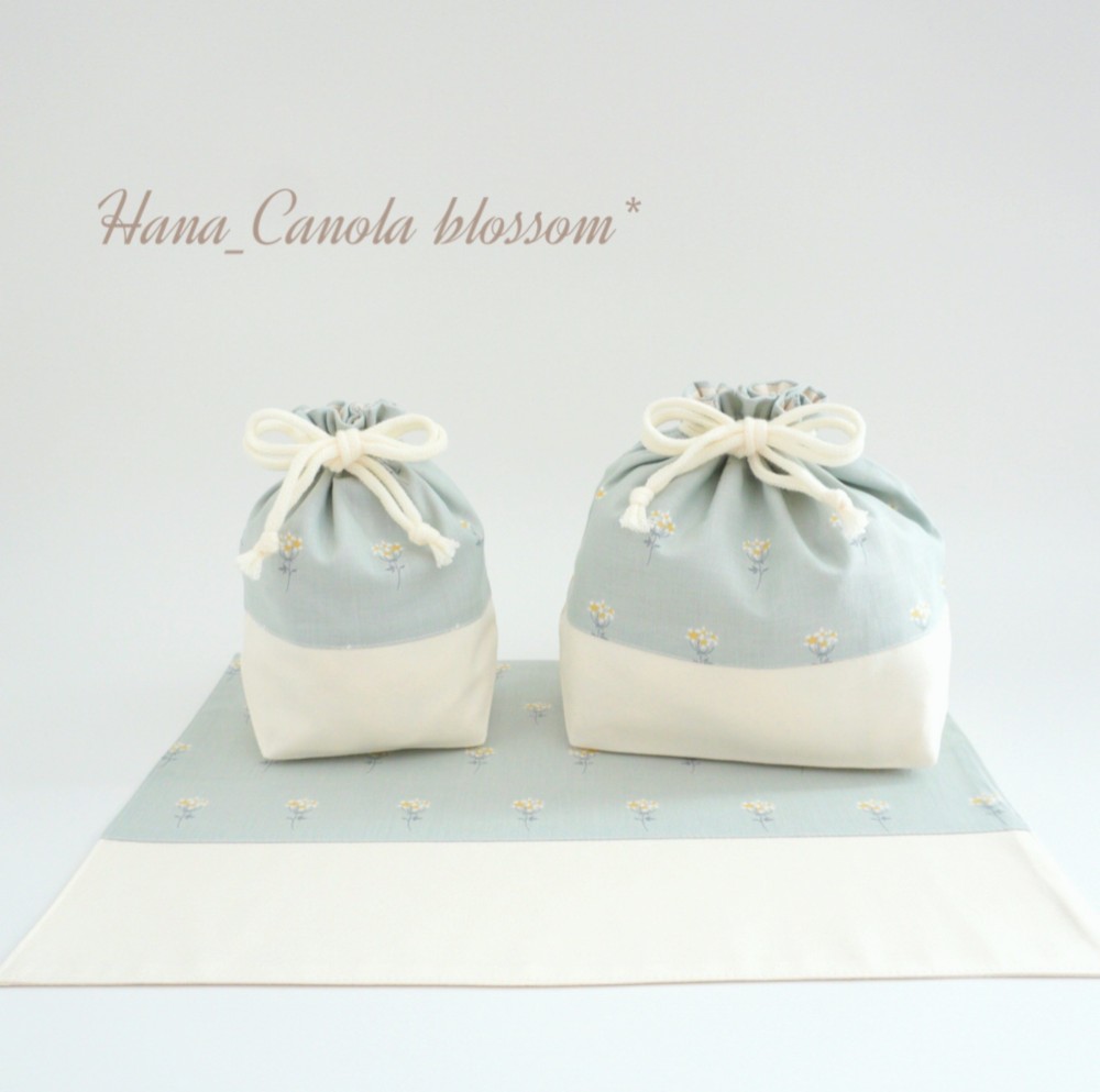 【 人気作品*｡ﾟꕤ 】 『 mini flower 』 ＊ お弁当袋 コップ袋 ランチマット 3点セット 入園グッズ