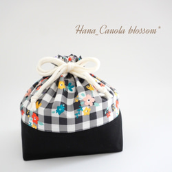 ハートとチェックの弁当袋☆ チェックブラウン柄】お弁当袋になっちゃう！！ランチクロス【四角形