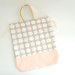 『 ~Babypink × Lightgray~ 北欧風 flower 』＊ 入園入学グッズ＊体操着袋 お着替え袋 6枚目の画像