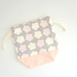 『 ~Babypink × Lightgray~ 北欧風 flower 』 ＊ 入園入学グッズ ＊ コップ袋 5枚目の画像