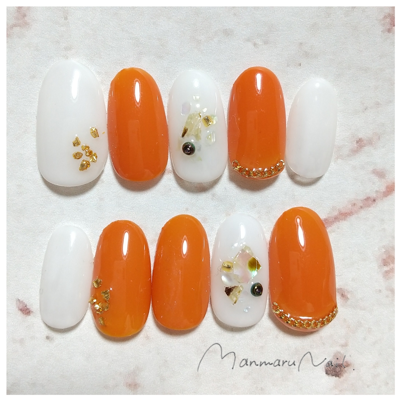 ネイルチップ チップ 成人式 ニュアンス ちゅるん オレンジ フルオーダーネイル 0_8058750c470011f70e01d5263060