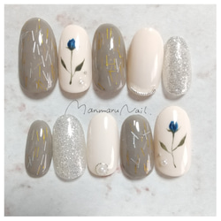 ブラウン&ホワイト チェック柄ネイルチップ ネイルチップ（つけ爪