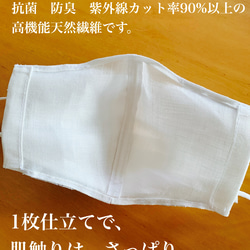 日本製ヘンプ✴︎一枚仕立て　不織布マスクカバー✳︎中央ワイヤー　抗菌　防臭　消臭　紫外線カット率90%以上 2枚目の画像
