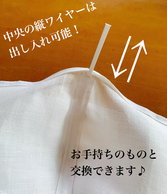 日本製ヘンプ✴︎快適♪メイクマスクカバー　1枚仕立て　呼吸◎薄軽♪ワイヤー入り　刺繍レース　防臭　抗菌　紫外線90%防止 2枚目の画像