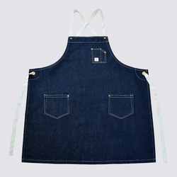 Herringbone tape apron (indigo) 3枚目の画像