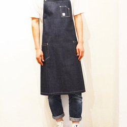 Herringbone tape apron (indigo) 1枚目の画像