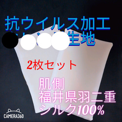 ハンドメイド　抗ウイルス　　羽二重　絹　インナーマスク　2枚 1枚目の画像