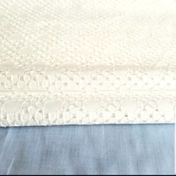 綿100%コットンレース　刺繍　フラワー  オフホワイト 日本製 2枚目の画像
