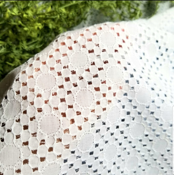 綿100%コットンレース　刺繍　フラワー  オフホワイト 日本製 4枚目の画像