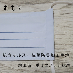 夏でも快適！お肌に優しいシンプルプリーツマスク   ☆抗ウィルス・抗菌防臭加工生地＋シルク☆ 2枚目の画像