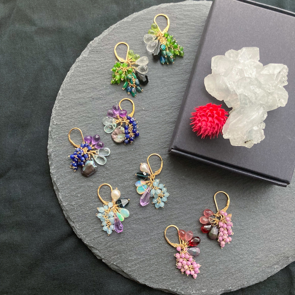 天然石 14kgf ネパール産ヒマラヤ水晶 ネイビーオパール フックピアス