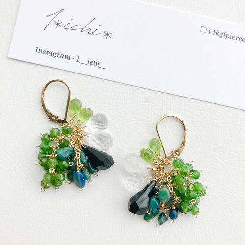 天然石 14kgf ネパール産ヒマラヤ水晶 ネイビーオパール フックピアス