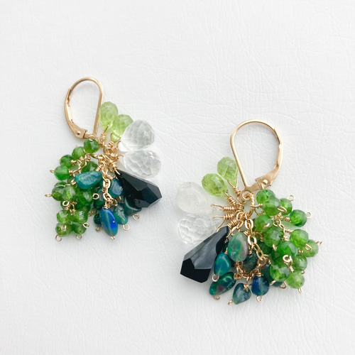 天然石 14kgf ネパール産ヒマラヤ水晶 ネイビーオパール フックピアス