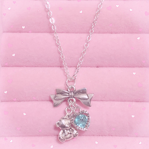 ♡ハンドメイド♡ビジューネックレス オーシャンディライト・一粒ビジューネックレス✧クリスタル