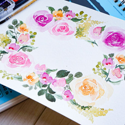 婚姻届【名入れ】水彩画のバラのリース柄（保存用はオプションより選択できます♪） 10枚目の画像