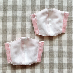 夏用立体マスク　SS 幼児サイズ　2枚　ピンクねこ×白 2枚目の画像