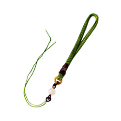 ハンドメイド用 翡翠珠付 根付紐 緑 hs-2 1枚目の画像