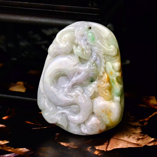 翡翠龍ペンダント根付けネックレス【A貨未処理】