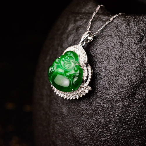 天然石 ろうかん 翡翠 布袋様 ネックレス・ペンダント hisuistore 通販