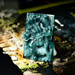 龍 翡翠 天然石 彫刻 ペンダントトップ 蒼翠 5枚目の画像