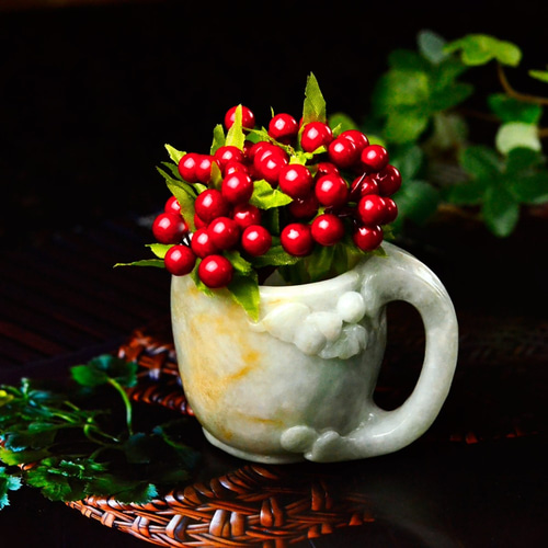 天然石 翡翠 福禄寿 花器 杯 彫刻 置物 その他インテリア雑貨  