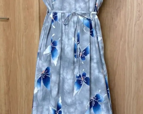 浴衣リメイクワンピース グレー蝶々 現品のみ ワンピース RENA×2 通販