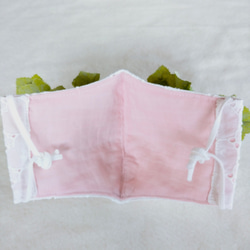ハート柄綿レースとダブルガーゼの夏マスク (ピンク) 2枚目の画像