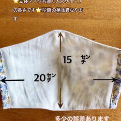 立体マスク　大人サイズ　黒地×イカリ柄⚓️ 白糸でステッチかけてアクセント 4枚目の画像