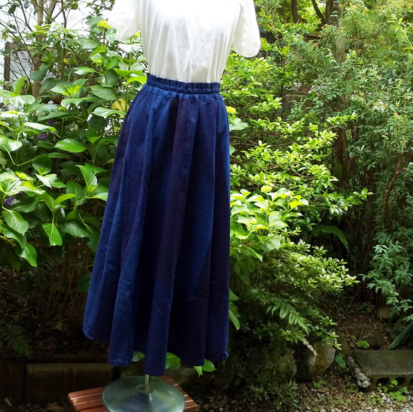 藍染め・久留米絣グラデーションスカート 〈受注制作〉 8枚目の画像