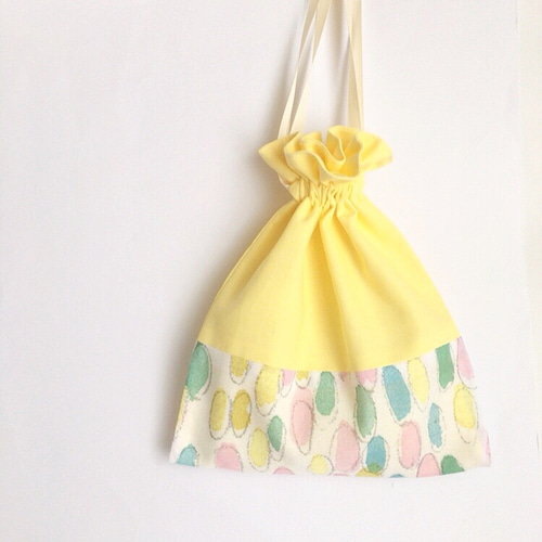 L ミナペルホネン巾着(アイボリーリボン)ポーチ 巾着袋 くらしこ 通販  