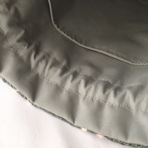 ♡handmade♡ ミナペルホネン　　底がまぁるい巾着バッグ まる底巾着バッグ(ミナペルホネン タンバリン柄)グレーグリー