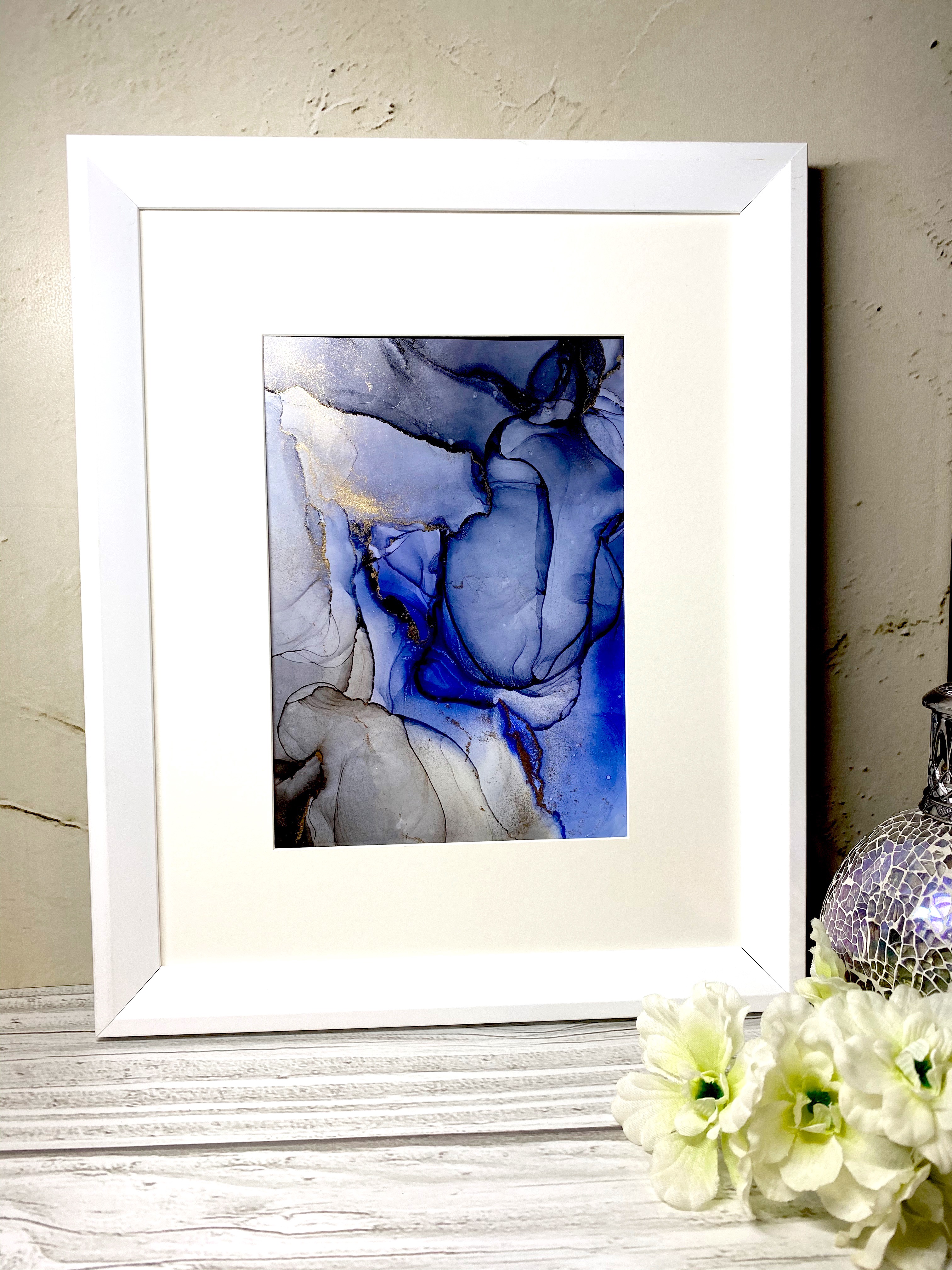 インテリアアート*Toner Gray＆Stratospheric Blue*【A4フレーム付】【原画のみ購入・パネル可