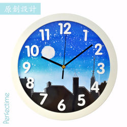 [手描き時計スポット]カスタマイズされた壁時計デスク時計壁時計専用時計夜の雪景色北欧のミニマリスト手描きの文化的で創造的な超静か 2枚目の画像