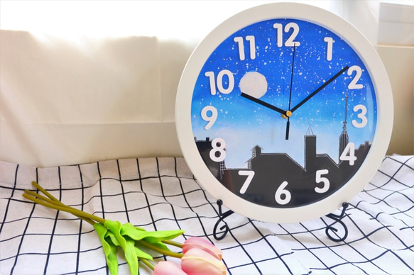 [手描き時計スポット]カスタマイズされた壁時計デスク時計壁時計専用時計夜の雪景色北欧のミニマリスト手描きの文化的で創造的な超静か 4枚目の画像