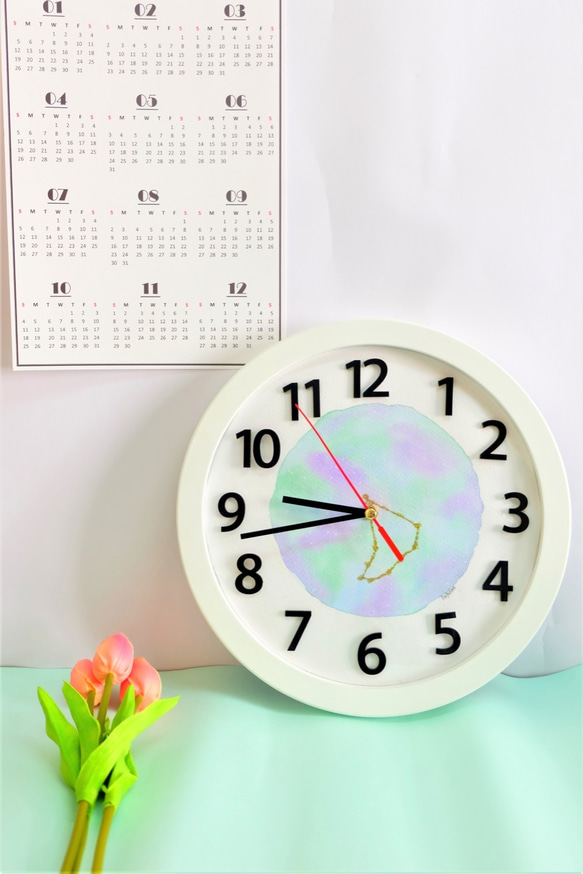 [手描き時計]十二星座シンプルな家時計壁掛け時計振り子時計リビングルームサイレントファッション時計創造的な手作りの壁時計時計星座 6枚目の画像