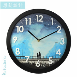 [手描き時計スポット]カスタマイズされた壁時計デスク時計壁時計専用時計夜の雪景色北欧のミニマリスト手描きの文化的で創造的な超静か 2枚目の画像