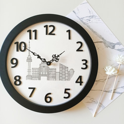 【手繪時鐘現貨】 城市地圖系列 簡約家居 鐘錶 掛鐘 創意時鐘 禮物 人像繪製 新家時鐘 定制 日本 壁鐘 擺鐘 第4張的照片