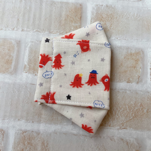 ハンドメイドマスク　チェックくまさん　キッズサイズ【2】インナーマスク 裏面も選べる キッズ☆大臣風マスク タコさんウインナー 布