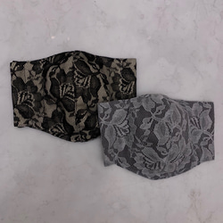 マスク フィルターポケット付 ノーズワイヤーが入った 刺繍のような ブラックレース でカバーした ハンドメイド 立体 3枚目の画像