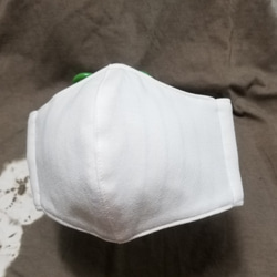 透けあり　内側ドットorストライプ柄Wガーゼ　ポケット付き立体マスク　シンプル　オフホワイト　大人用　1枚 3枚目の画像