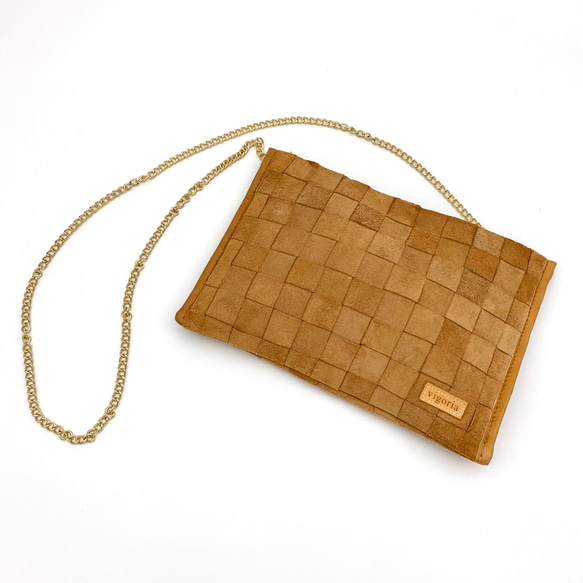 ボッテガヴェネタイントレチャートダークブラウン レザー ポーチ 編み込みデザイン ボッテガヴェネタイントレチャートダークブラウン レザー ポーチ