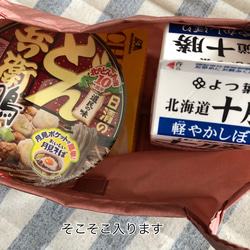 小さく見えてそこそこ入る！大人スモーキーカラーのコンビニサイズエコバッグ　ナイロンワッシャー撥水加工生地 5枚目の画像