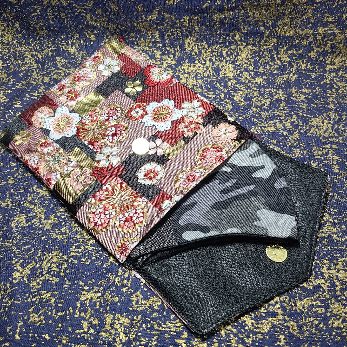 高級京都西陣織 マスクケース モダン桜赤        Ω