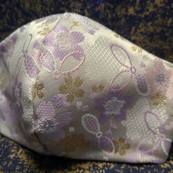高級京都西陣織マスク 桜パープル 2枚目の画像